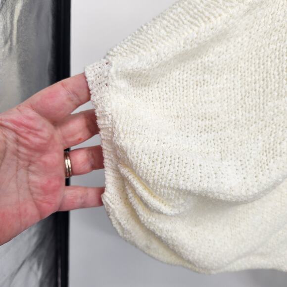 NWT Fate Creamy White Crochet Back Knit Sweater Open Cardigan Women's M - Picture 5 of 9